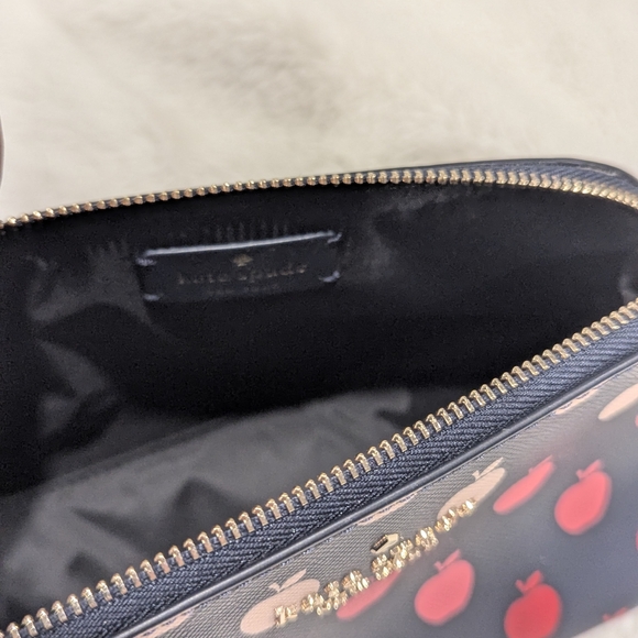 Kate Spade Black Cosmetic Pouch with Pink Apples - Picture 4 of 4